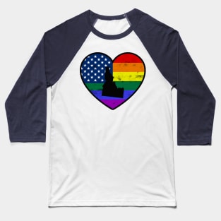 Idaho United States Gay Pride Flag Heart Baseball T-Shirt